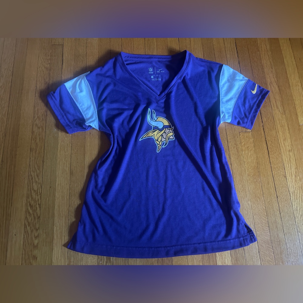 NFL Womens T-Shirt Minnesota Vikings V-Neck Short Sleeve T-Shirt, Size S